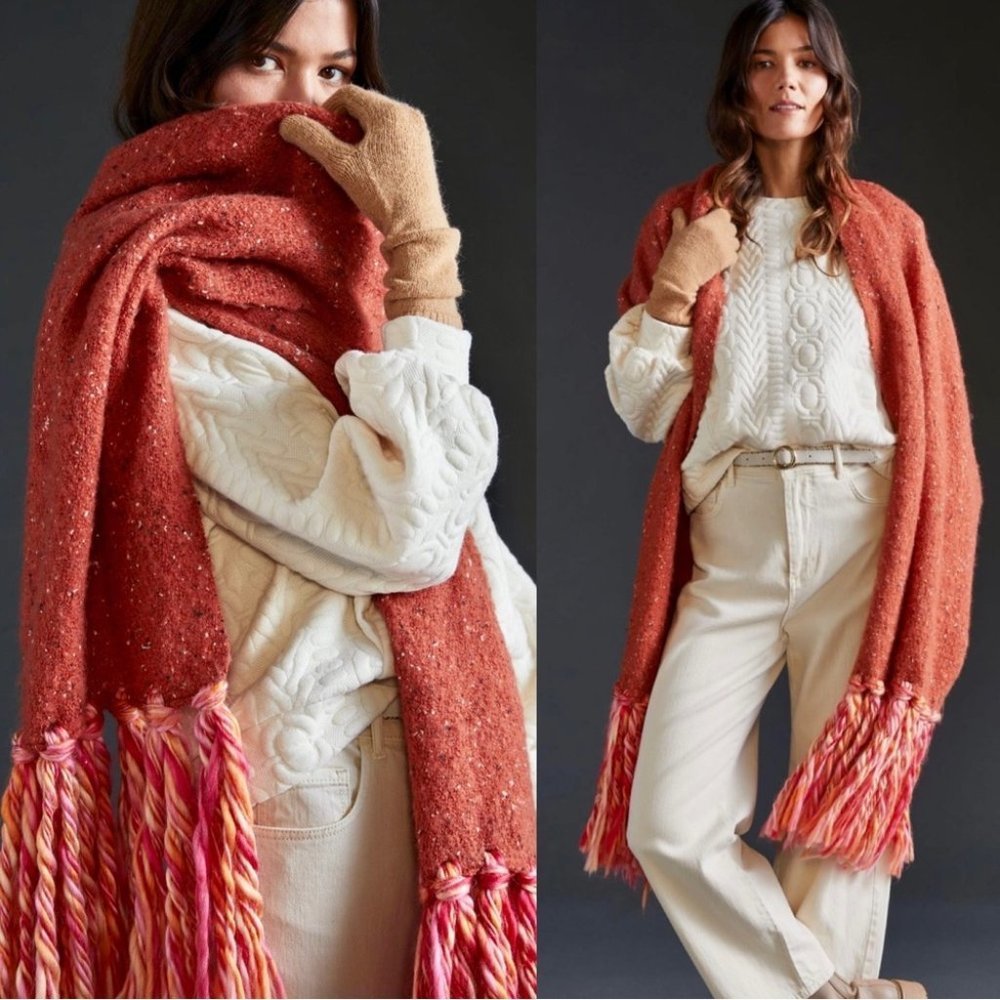 Anthropologie Tassel Chunky  Oversized Scarf